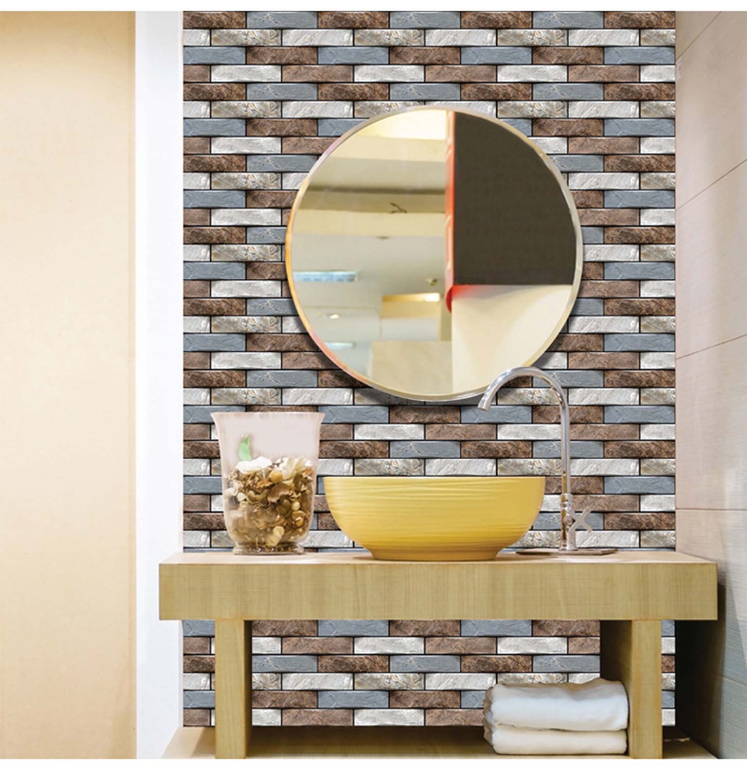 Yeetfub Peel and Stick Backsplash 12"x12" Self Adhesive Marble Kitchen Backsplash Tile Stone Backsplash Peel and Stick Decor for Bathroom Kitchen Laundry Room Camper Shower