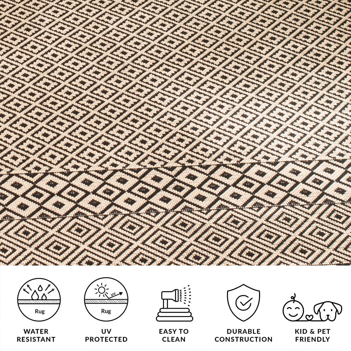 Safavieh Courtyard Naomi Geometric Indoor/Outdoor Area Rug, Beige/Black, 8' x 10'