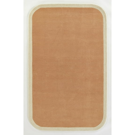 Novogratz by Momeni Tallulah Solid Color Ivory Border Wool Hand Tufted Area Rug, 5' X 8', Pink