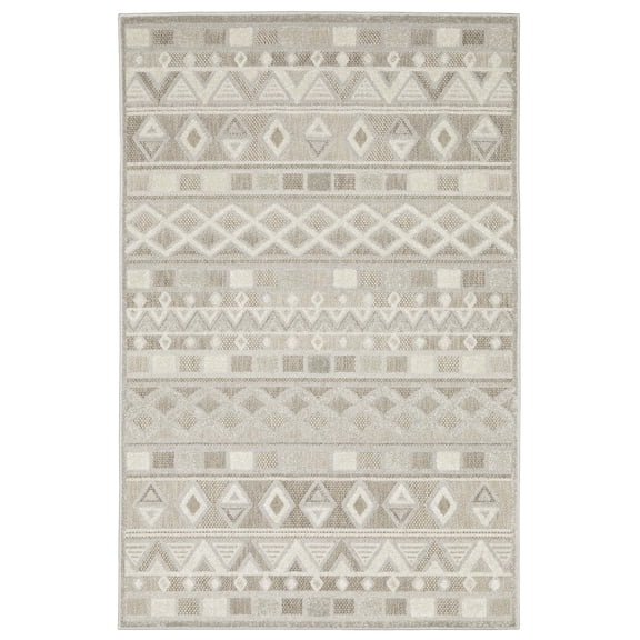 Oriental Weavers Tangier Area Rug - TAN09 - 9'10" x 12'10" - in Beige/ Gray - Eclectic Global Style, Stain Resistant, Family and Pet Friendly , Family, Dining, Living Room Rug