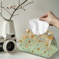 thumbnail image 2 of COEQINE Tissue Holder Dispenser Creative Napkin Tissue Box Holder PU Leather Stylish Rectangle Tissue Case Organizer Decorative Accessories for Home Decoration, Hippie Flower Yellow Green, 2 PCS, 2 of 7
