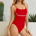 thumbnail image 4 of Slimming One Piece Swimsuits for Women Color Block Spaghetti Strap Bathing Suit Womens Tummy-Control Beachwear Red, XL, 4 of 4