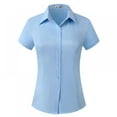 thumbnail image 1 of PENGXIANG Womens  Short Sleeve Basic Simple Button-Down Shirt Stretchy Short Sleeve Shirts Top, 1 of 9