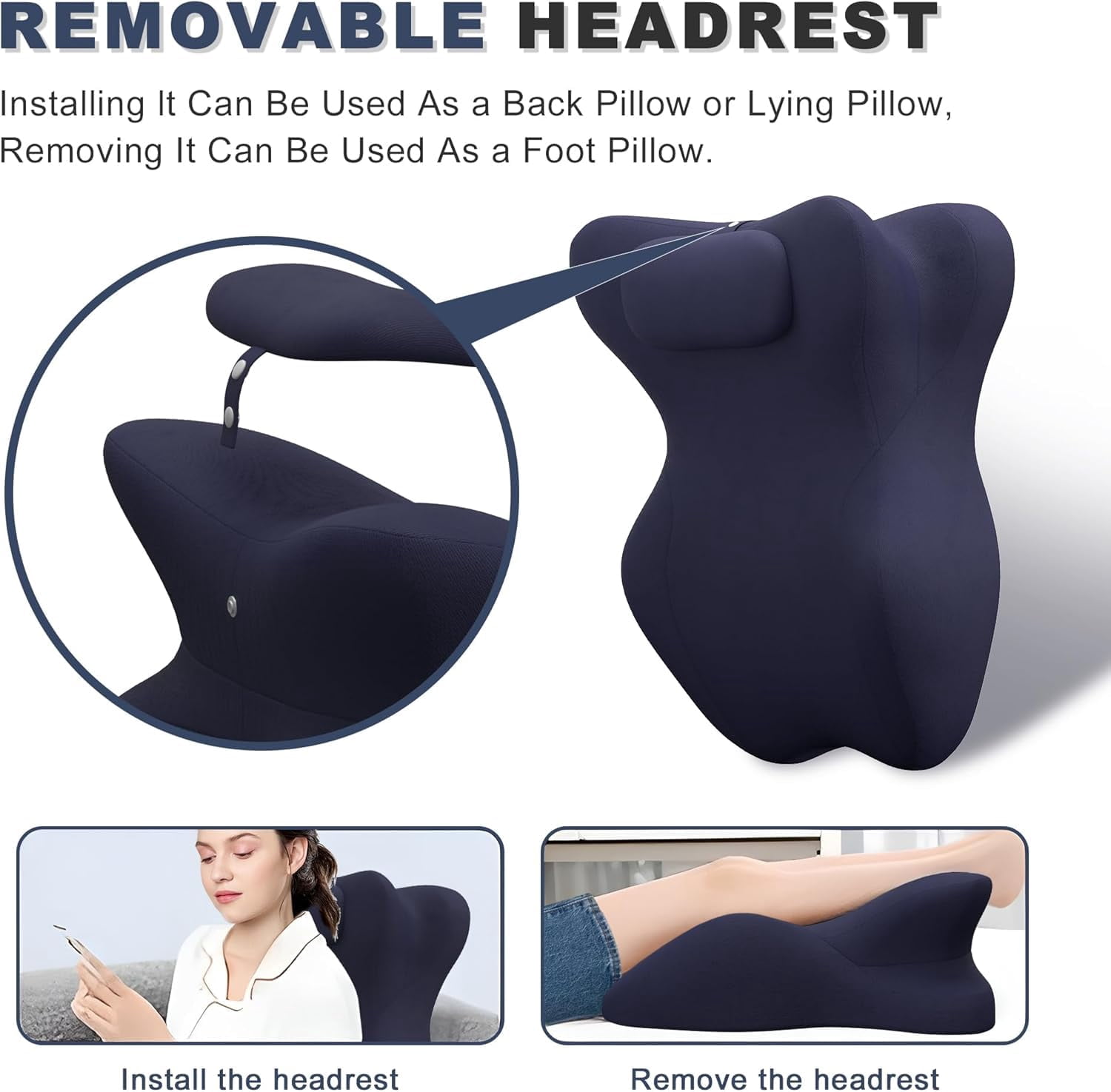 Memory Foam Wedge Pillow  Prone For Sleeping Reading Bed Support & Sitting Up Ideal Massage With Removable Cover