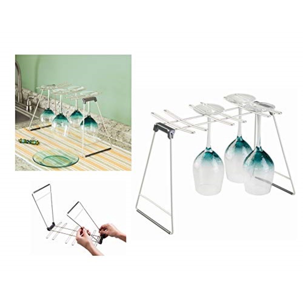 InterDesign Classico Free Standing Wine Glass Drying Rack for Kitchen