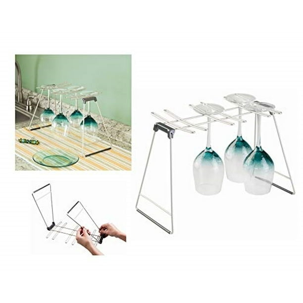 InterDesign Classico Free Standing Wine Glass Drying Rack for Kitchen