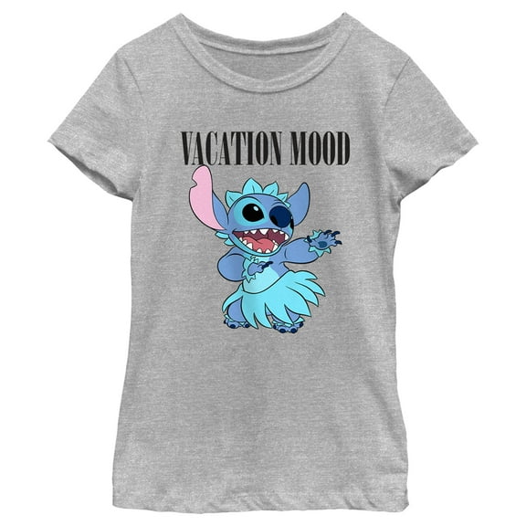 Girl's Lilo & Stitch Vacation Mood  Graphic Tee Athletic Heather Large