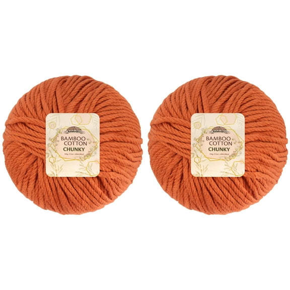 JubileeYarn Bamboo Cotton Chunky Yarn - 100g/Ball - Burnt Orange - 2 Balls