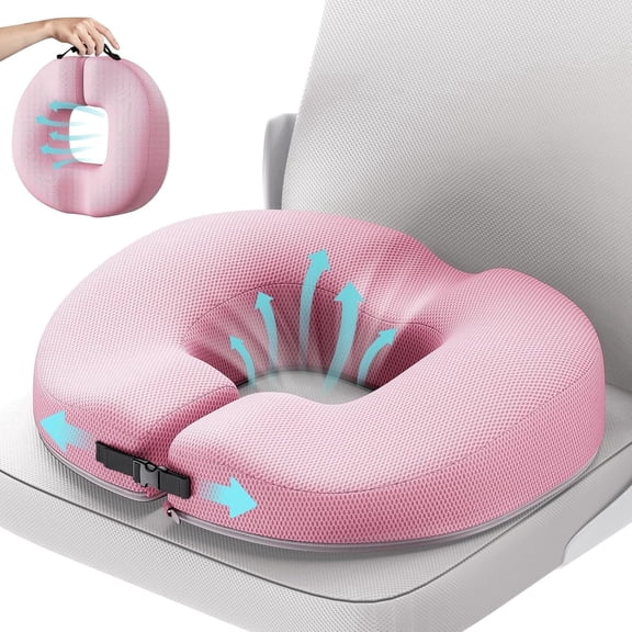 Donut Pillow for Tailbone Pain Relief Cushion, Memory Foam Seat Cushion by Ergonomic for Sores, Sciatica - Good Support, Slightly Firm