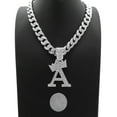 thumbnail image 3 of iJewelry2 Kings and Queens Crowned Initial Letter A Crystals Pendant Silver-tone Cuban Linked Chain Necklace, 3 of 3