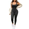 thumbnail image 2 of Caoirhny Women Sleeveless Bodycon Jumpsuit Summer Solid Color U-neck Romper Pants Streetwear Clubwear, 2 of 9