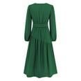 thumbnail image 2 of safuny Women's Maxi Casual Dress Sweet Heart Round Neck Winter Long Sleeve Valentine's Day Autumn Dress Holiday Retro Fashion Green L, 2 of 7