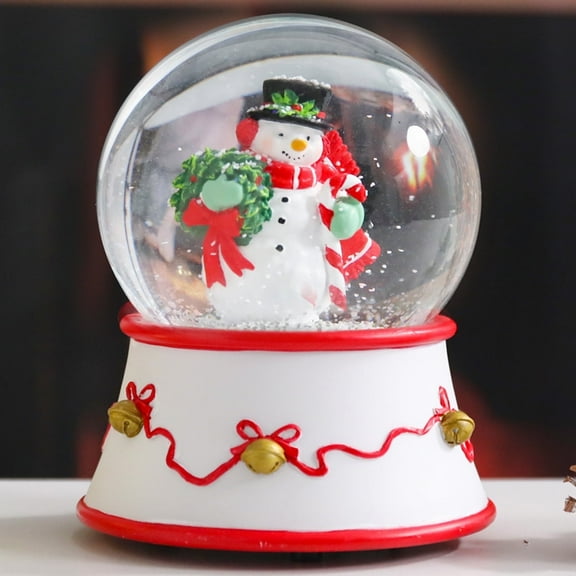 Christmas musical snow globe Elegant Christmas Snowman, Music Box With Knob,White base with bell, Christmas home decoration