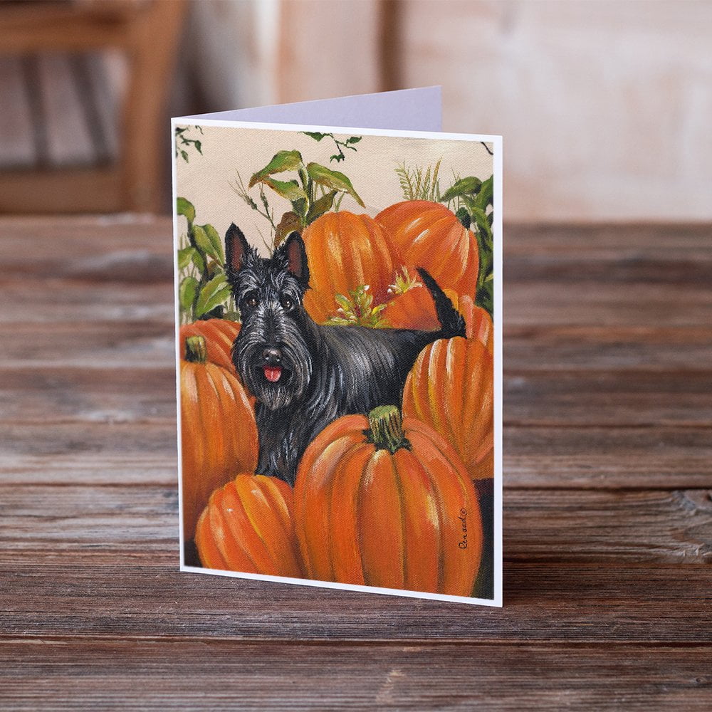 Scottish Terrier Scottie Pumpkins Greeting Cards and Envelopes Pack of 8
