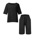 thumbnail image 4 of WAYUTE Shorts Sets for Women Casual Short Sleeve Crew Neck Top and Shorts Solid Color 2 Piece Fashion Outfit Summer Work Business Clothing Sets, 4 of 4
