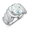thumbnail image 4 of RYLOS Rings for Women 14K White Gold Ring Solitaire 9X7MM Oval Gemstone with Satin Finish Band March Aquamarine Jewelry Size 8, 4 of 8