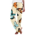 thumbnail image 2 of Xuniizn Pajamas Pants for Women, Butterflies Print Plus Size Mid Rise Loungewear Pants, Lightweight Comfy Casual Fall Pajamas, 2 of 6