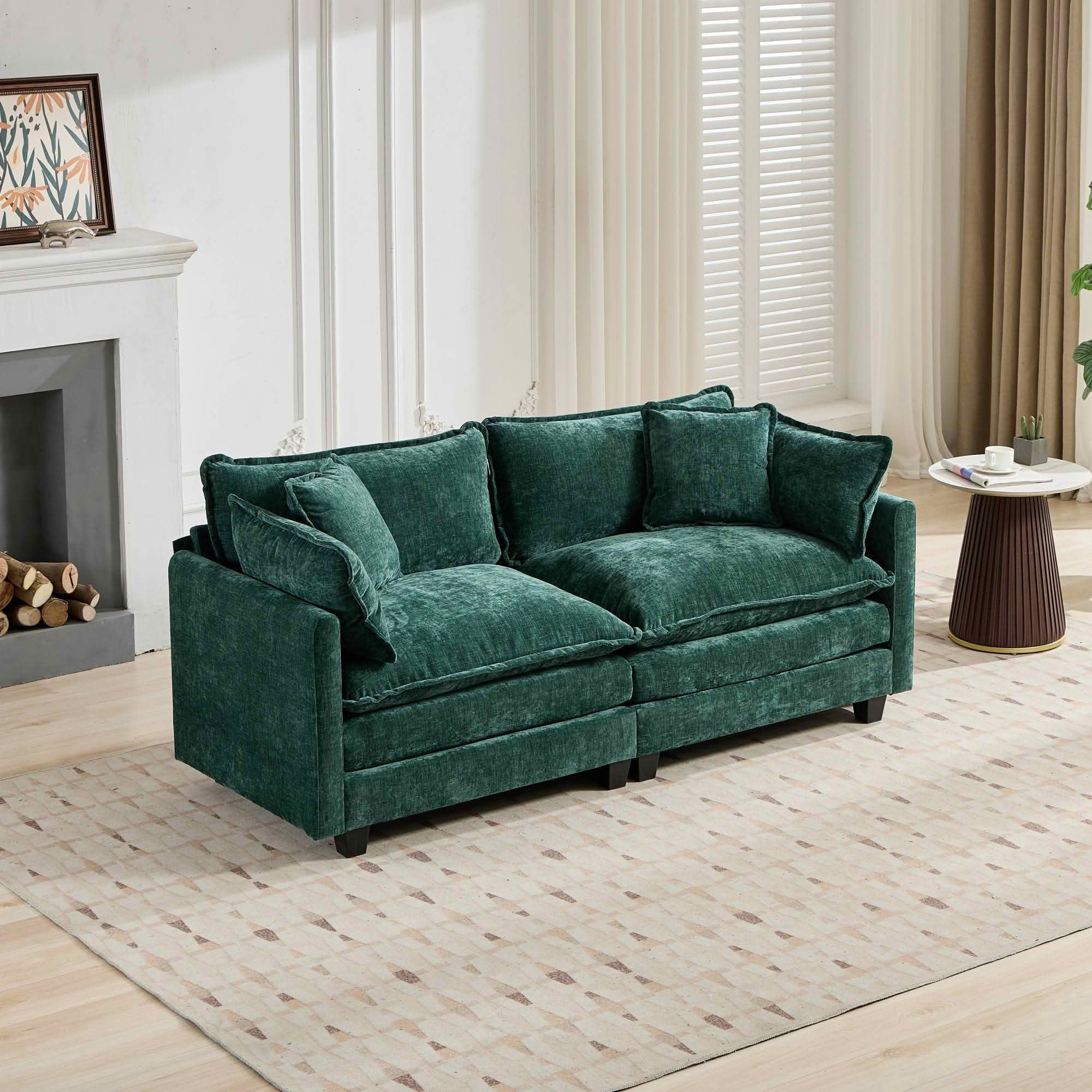 MAYEERTY 76.7 Inch Cloud Loveseat Sofa, Chenille Modular Sectional Couch with Double‑Layer Cushion for Living Room Apartment