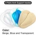 thumbnail image 2 of Arch Support Shoe Insoles for Flat Feet, Gel Arch Inserts for Plantar Fasciitis, Adhesive Arch Pad for Relieve Pressure and Feet Pain- 3 Pairs (Beige+Blue+ Clear, 3 Count (Pack of 1)), 2 of 10