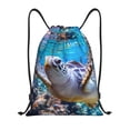thumbnail image 1 of Saiise Sea Turtle Swims Pattern Sports Drawstring Backpack - String Swim Gym Bag with Wet Proof Pocket for Women&Men-Medium, 1 of 6