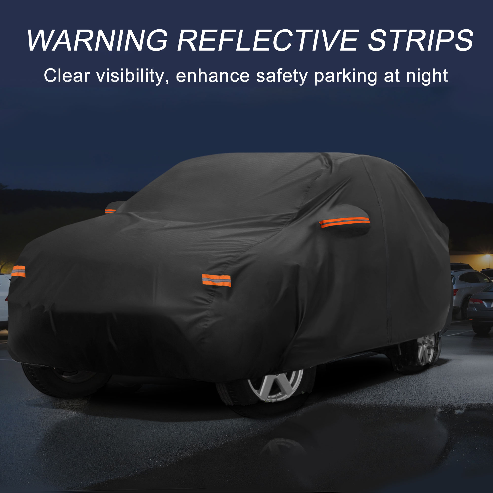 Unique Bargains Aluminum Film Outdoor Full Car Cover with Driver Door Zipper Black for Volvo XC90 196.85"x79.13"x59.06"