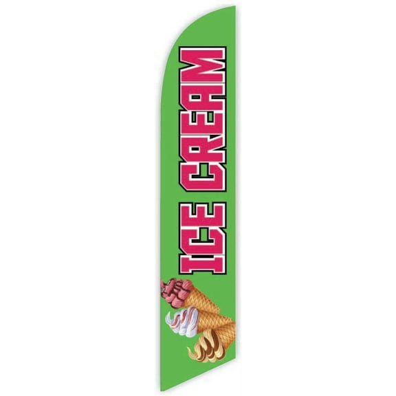 Cobb Promo Ice Cream Green Advertising Feather Flag 12ft - Replacement Flag Only Without Poleset