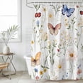 thumbnail image 6 of Farmhouse Butterfly Flowers Shower Curtain Set - Long 72" x 84" Washable Bathtub Curtain with 12 Hooks, Spring Botanical Floral Waterproof Fabric Stall Shower Curtains for Bathroom/Bathtub Décor, 6 of 6