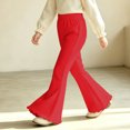 thumbnail image 6 of Xyant Girls Ribbed Knit Flare Leggings Elastic High Waist Bell Bottoms Bootcut Kids Stretchy Spring Fall Uniform Pants,Size 4-5 Years, 6 of 7