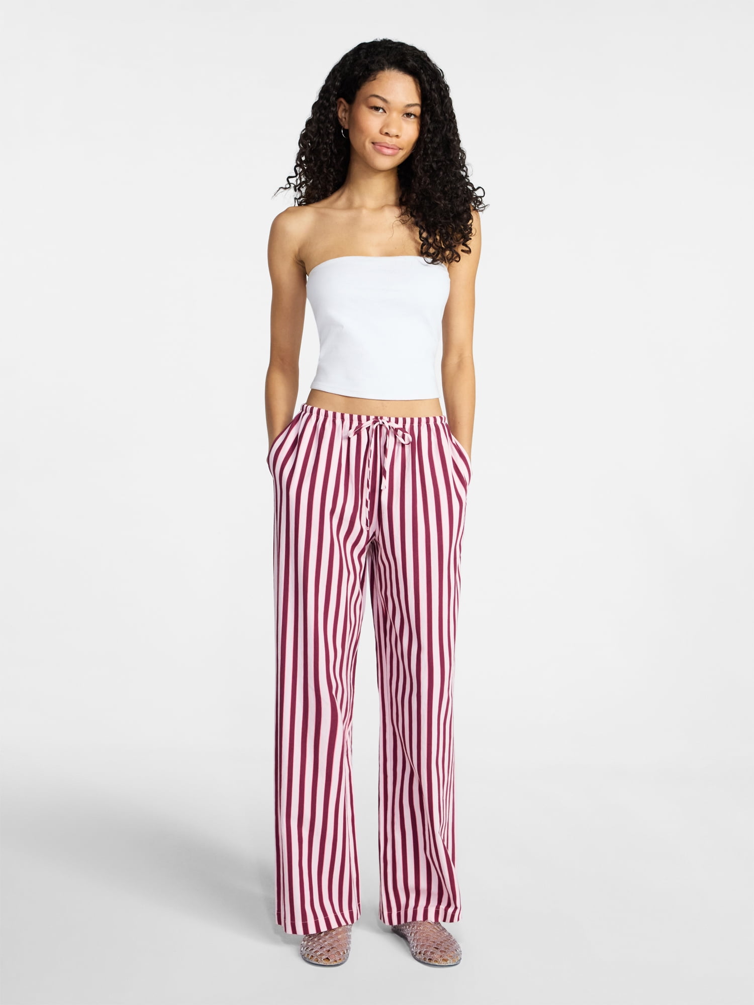 No Boundaries Cotton Pull-On Beach Pants, Women's & Women's Plus XXS-4X