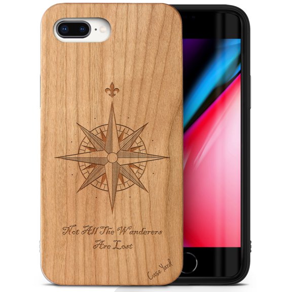 Case Yard Wooden Case Outside Soft TPU Silicone, Slim Fit Shockproof Wood Protective Phone Cover for Girls Boys Men and Women, Supports Wireless Charging Lost Design case for iPhone-8-Plus