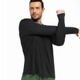 thumbnail image 3 of APEXFWDT Men's Raglan Sleeve Athletic Workout T-Shirt Colorblock Long Sleeve Quick-Dry Breathable Top with Thumb Holes, for Outdoor Sports,M,Black, 3 of 6