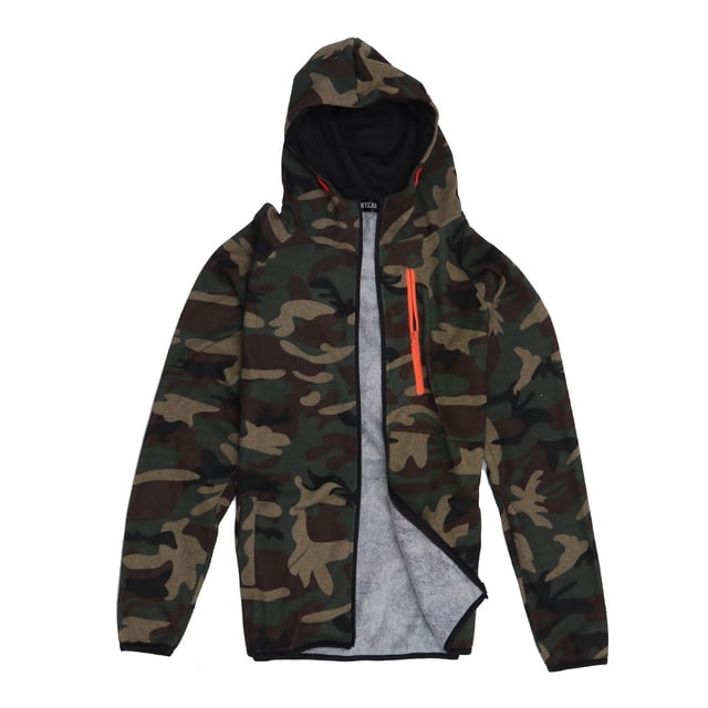 Sudadera con capucha y cremallera de camuflaje para hombre, talla XL (verde camuflaje)