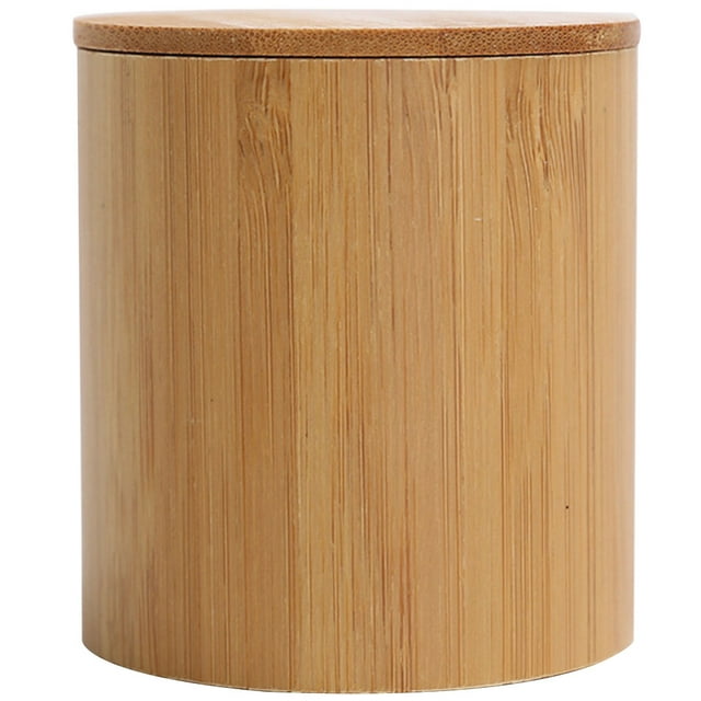KAKOWELY Boîte de Rangement en Bambou pour Usage Domestique avec Joint Hermétique Brun Clair Rond, 2.83"X2.56"X2.56 Pouces