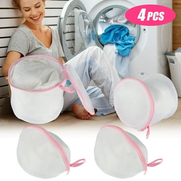 TSV 4pcs Bra Washing Bags, Mesh Lingerie Laundry Zipper Bag, Delicates Washer Machine Net Protector, Travel Storage Organize Bag for Women Underwear Socks Silk Stockings