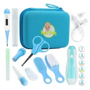 Baby Healthcare and Grooming Kit 18PCs with Electric Nail Trimmer Set by KAILEXBABY (Blue)