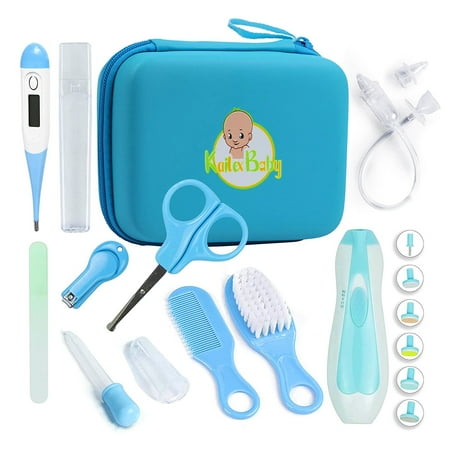 Baby Healthcare and Grooming Kit 18PCs with Electric Nail Trimmer Set by KAILEXBABY (Blue)