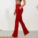thumbnail image 2 of Amzcrzy Leggings Acampanados Mujer S-2XL - Yoga, Cintura Alta Sin Costura Delantera, Muy Elásticos Cómodos, Color Liso, Bolsillos Rojo, 2 of 6