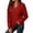 Red, variant on SNKSDGM Women V Neck Hoodie, Solid Drawstring Hooded Sweatshirt, Loose Long Sleeve Casual Sweat Jacket for Daily Outfits Coffee M