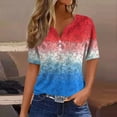thumbnail image 2 of WEANT Plus Size Summer Tops for Women 4th Of July Casual Independence Day Button Down V Neck Short Sleeve Ladies Blouses Trendy T Shirts Pretty Star-Spangled Outfits for Women Vermilion 3XL, 2 of 5