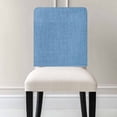 thumbnail image 2 of Blue Burlap Texture Chair Back Cover for Dining Room Set of 4, Farmhouse Vintage Blue Removable Kitchen Chair Slipcovers, Washable Seat Protector for Restaurant Party Banquet Wedding Décor, 2 of 9