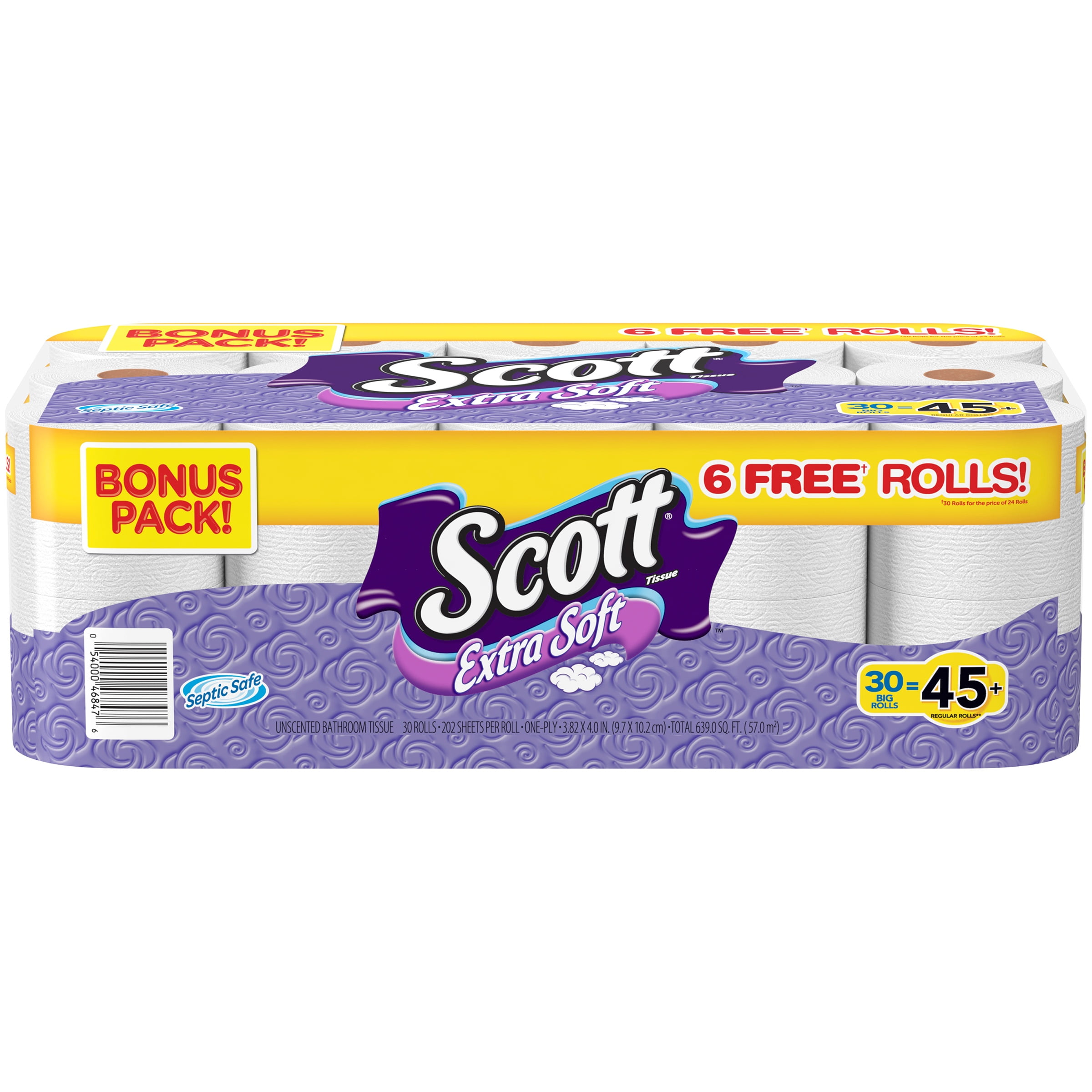Scott Extra Soft Toilet Paper, Big Roll, 30 Pack (24 Pack + 6 BONUS