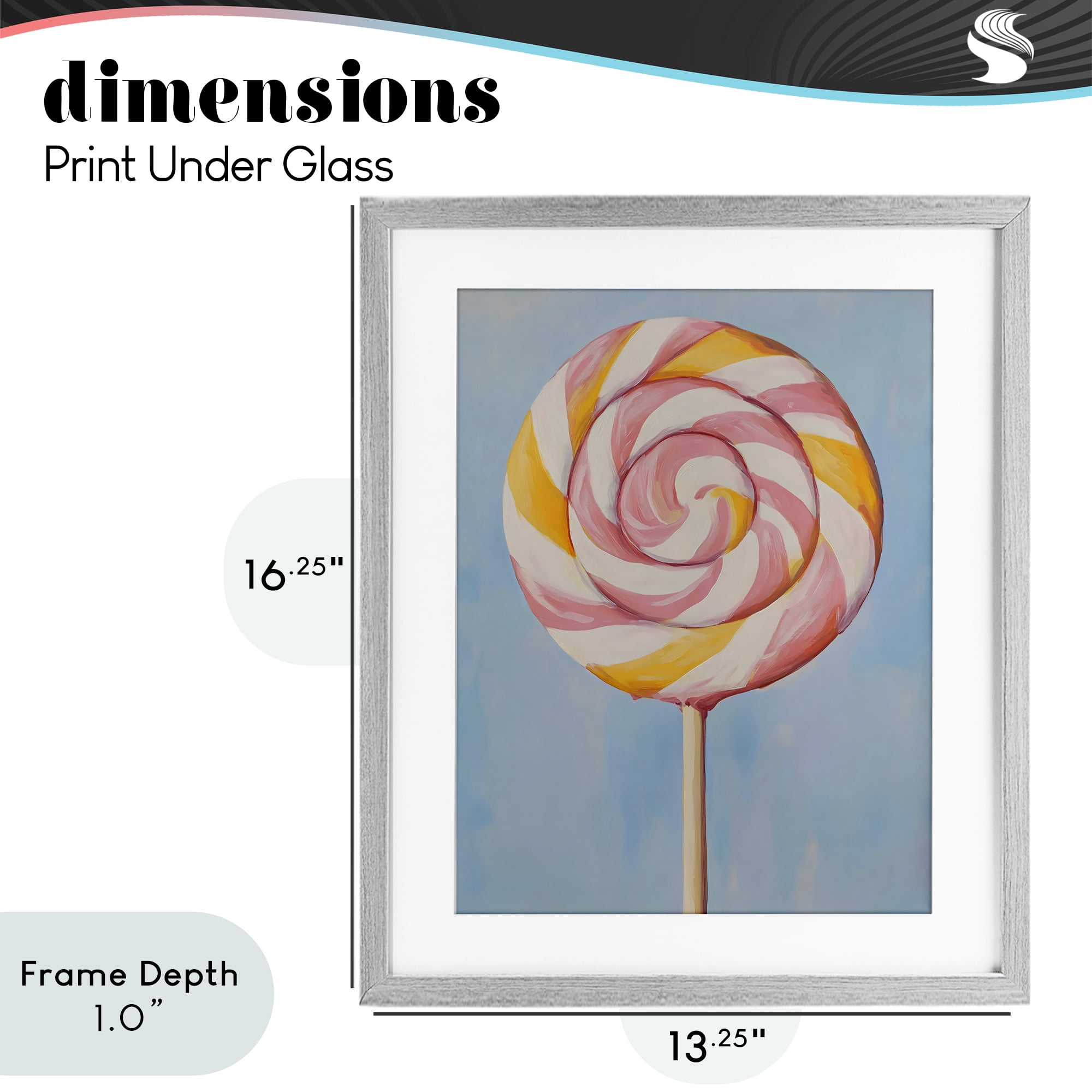 Stupell Industries Lollipop with Pink & Orange Swirl Gray Framed Print Under Glass, design by The Prints Vibe