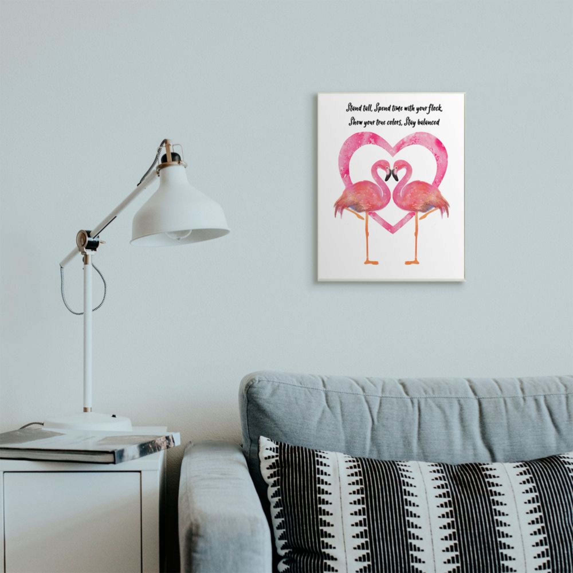 Stupell Industries Stand Tall Phrase Pink Flamingo Bird Heart Design by Lisa Lane