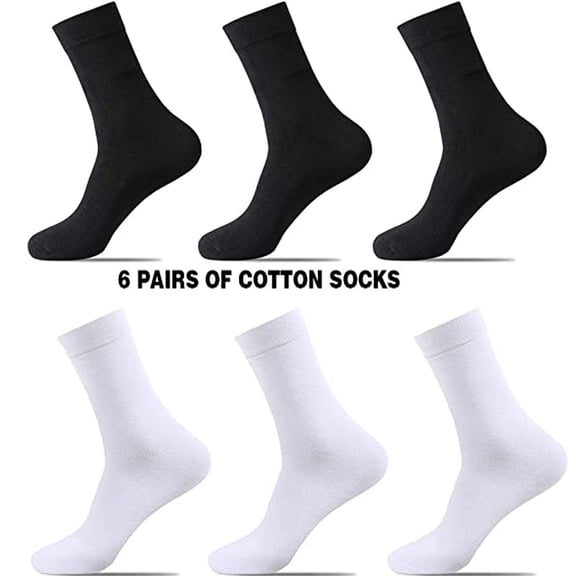 WHEANG 6 PC Mid-Calf Cotton Socks for Women Men Solid Color Warm Sports Suitable Business Socks Everyday Wear Dress Socks Super Soft and Breathable Lightweight Crew Socks White
