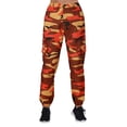 thumbnail image 1 of Pantalones cargo Prolriy para mujer, pantalones cargo para mujer, pantalones de camuflaje, cintura elástica, pantalones casuales para correr al aire libre con bolsillo, pantalones para mujer, naranja, 1 of 5