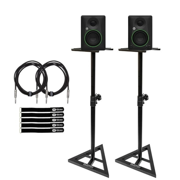 Mackie CR4.5 4.5" Powered Studio Monitors with Stands Package