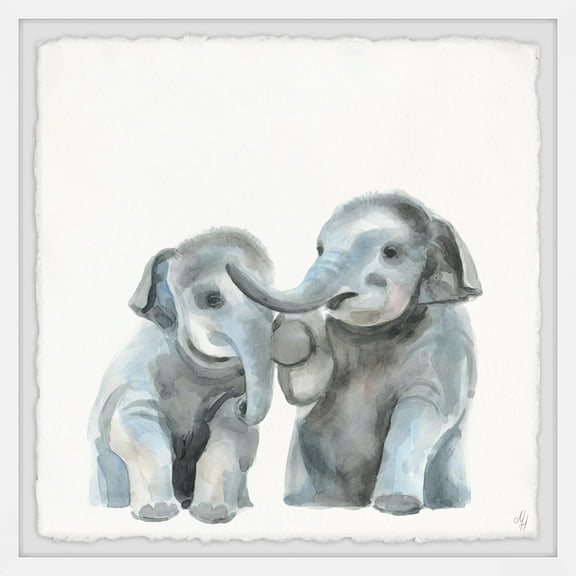 Marmont Hill Baby Elephants Framed Wall Art