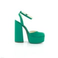 thumbnail image 3 of Jessica Simpson Skilla Gem Green Satin Platform Pump Buckle Strap Heeled Sandals (Gem Green, 9.5), 3 of 8
