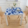 thumbnail image 3 of nygtbtfer  Blue White Floral Tablecloth Party Supplies Blue and White Flower Vintage Disposable Plastic Table Cover For Floral Theme Bridal Baby Shower Wedding Birthday Spring Tea Party Decorations, 3 of 7