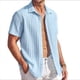 thumbnail image 3 of Camisas Casuales de Corta con Botones para Hombre, con Textura, para Playa y Verano, con Bolsillo Azul XL, 3 of 9